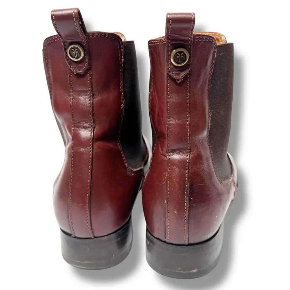 Frye Melissa Cognac Leather Almond Toe Ankle Chelsea Boots Women's Size 9 B